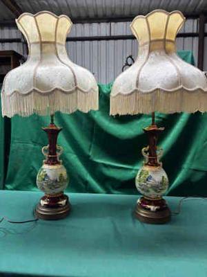 Two vintage porcelain table lamps