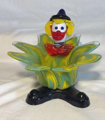 Vintage murano glass flower bowl clown