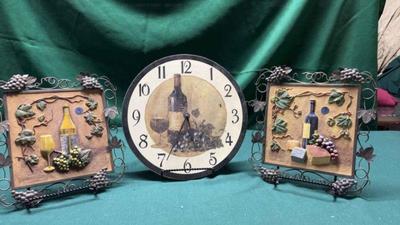 Wine plaques and clock