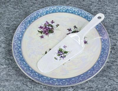 Iridescent luster china cake dish g c fine china