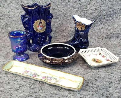Cobalt ceramics limoges, trinket dishes