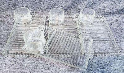 Hazel atlas mid century glass sip snack smoke sets for 4