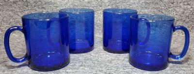 Arcoroc blue glass coffee mugs