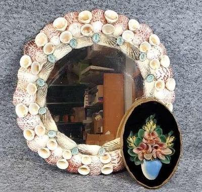 Seashell craft mirror and art