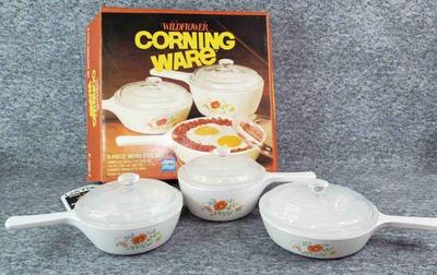 Vintage corning wildflowers 6 pc menu ette set original box