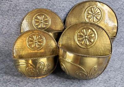 Brass wall pockets set of 4