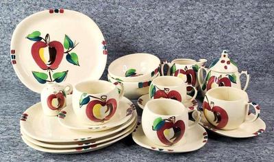 1950s purinton slip ware apple themed china