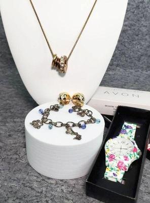 Avon watch cheerleaders charm braclet, costume jewelry