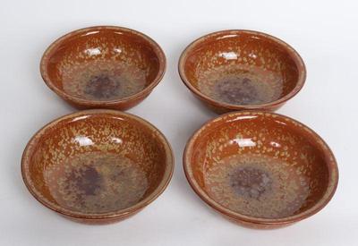 Lot 339 four decorative brown speckled bowls
