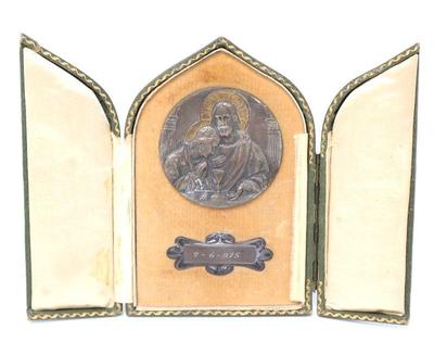 Lot 348 cased communion medal triptych