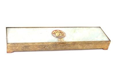 Lot 130 chinese gilt metal jadeite jewelry box