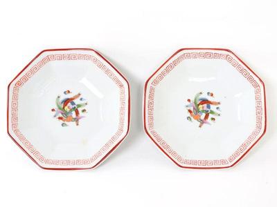 Lot 319 pair of chinese octagonal porcelain phoenix plates
