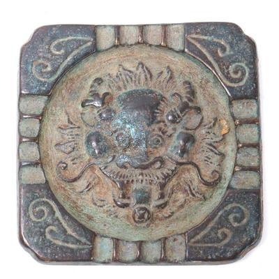 Lot 294 chinese bronze square mirror