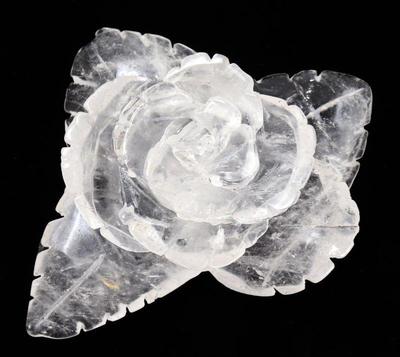 Lot 163 lovely natural rock crystal quartz carved rose