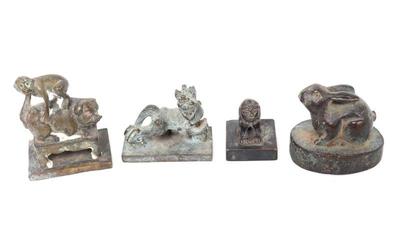 Lot 299 chinese zoomorphic bronze seals 4 pieces