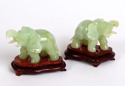 Lot 269 pair chinese hardstone elephants