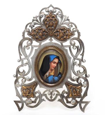 Lot 114 nickel silver mater dolorosa plaque of our lady of sorrows