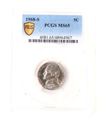 Lot 137 1968 jefferson nickel pcgs graded ms65