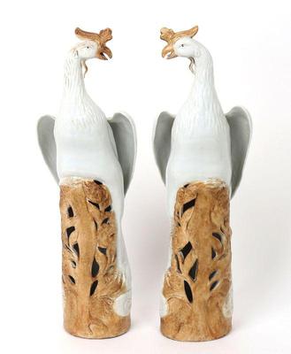 Lot 307 fine pair of chinese phoenix porcelain statues