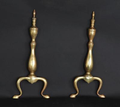Lot 352 antique brass andirons 19th c.
