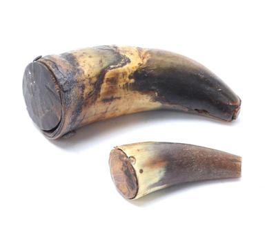 Lot 79 early horn powder flask 18th c.