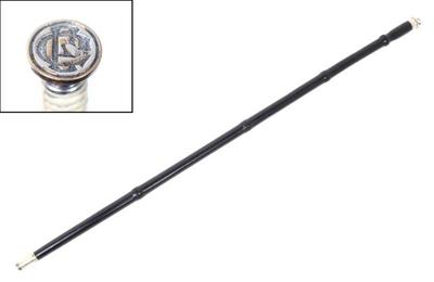 Lot 22 scarce ebony sterling silver tipped cane, hidden seal