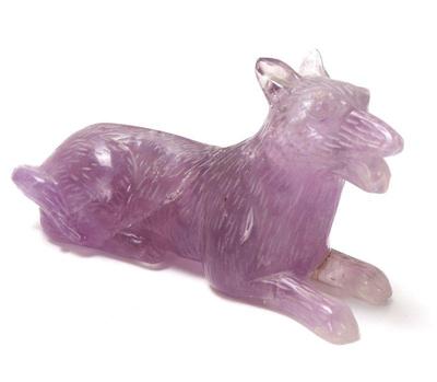 Lot 146 amethyst crystal carved recumbent wolf