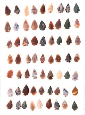 Lot 51 wonderful collection of 63 miwok tribe arrowheads