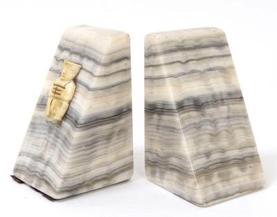 Lot 161 wonderful pair of aztec marble bookends