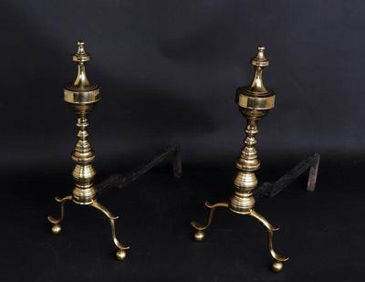 Lot 355 high quality pair of federal brass andirons circa 1800's