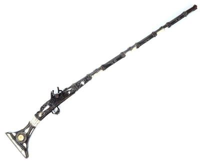 Lot 92 moroccan bone silver inlaid flintlock rifle