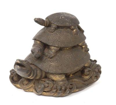 Lot 297 chinese bronze turtle with baby turtles