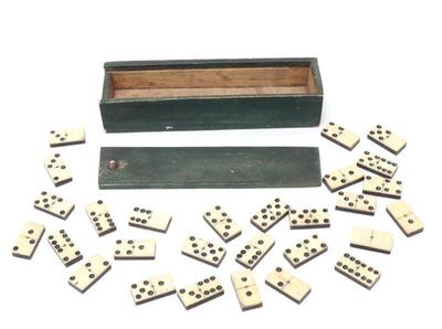 Lot 345 antique green dye cased domino set