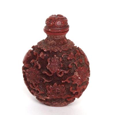 Lot 248 chinese resin cinnabar style snuff bottle