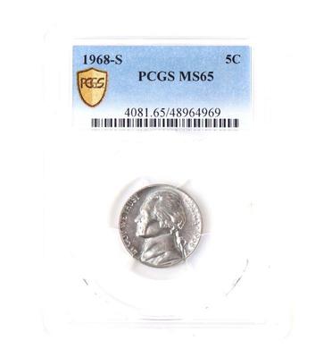 Lot 136 original 1968 jefferson nickel pcgs ms65 graded