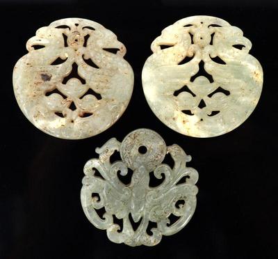 Lot 131 collection of chinese pierced celadon plaques