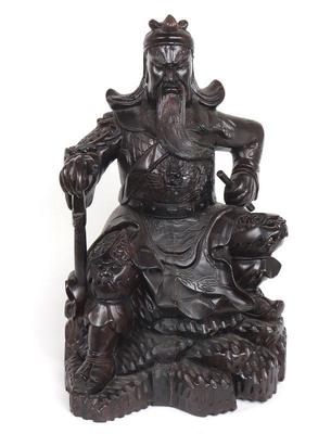 Lot 274 chinese wood carved guan gong statue