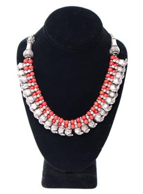 Lot 123 stunning silver tibetan necklace bird head beads & coral