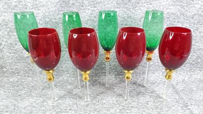 Red and Green Christmas Stemware