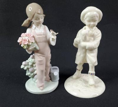 Lladro #5217 Spring Girl and Lenox Rainy Day Friends