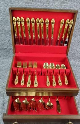 Oneida Golden Flatware for 12 with Case