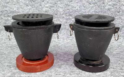 2 Cast Iron Table Top S'mores / Pu Pu Platter Hibachis