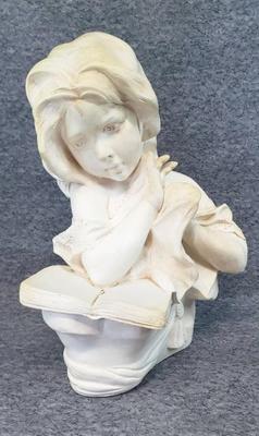 Plaster Scultpure of Young Girl Reading a Book 