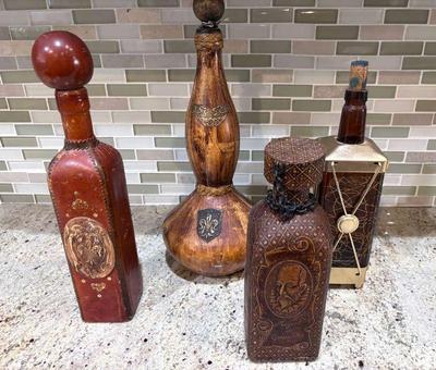 Unique leather wood bottles:music bottle