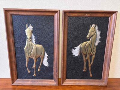Mid century hammered metal horse art