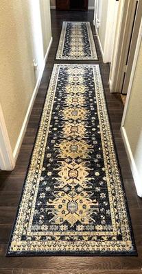 Blue patterned hallway runner rugs