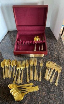 Gold tone eating utensils