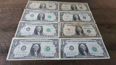 Silver certificate and federal note 1 bills