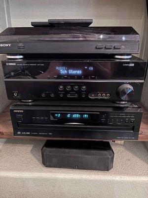 Sony record player yamaha receiver, onkyo 6 disc player