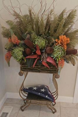 Flower arrangements on a stand